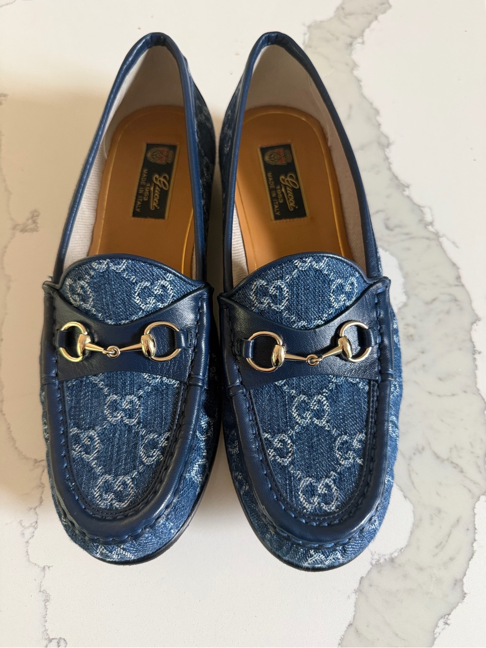 Gucci 1953 Horsebit GG Denim Loafers Navy Blue Leather EU 40 US 10, EUC, box inc - Picture 3 of 10